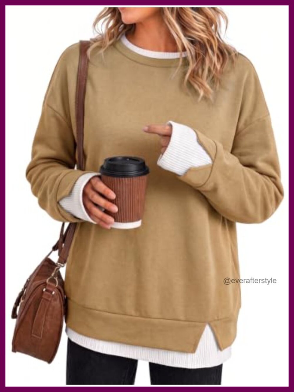 Women's Oversized Crewneck Sweatshirt Long Sleeve Loose Fit Pullover Top